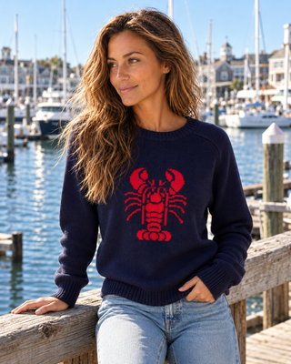 Claws Out Sweater - Navy/Red