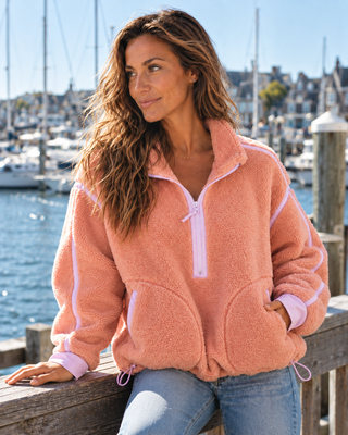 Zip & Chill Fleece Jacket - Coral/Lavender