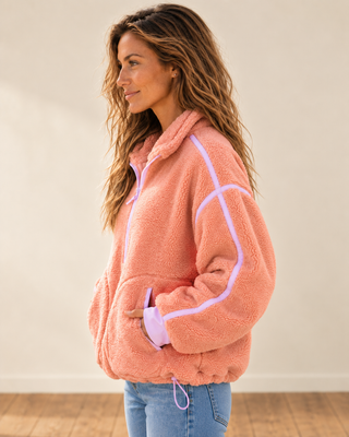 Zip & Chill Fleece Jacket - Coral/Lavender