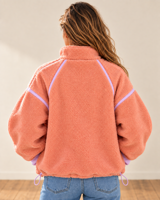 Zip & Chill Fleece Jacket - Coral/Lavender