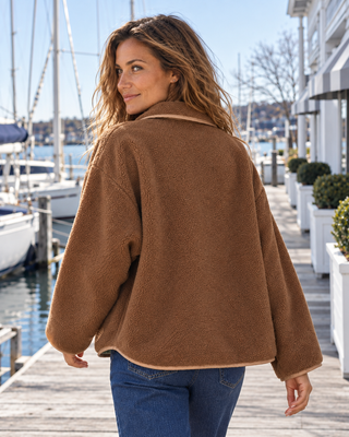 Brookline Gingham Sherpa Jacket - Brown/Light Green