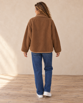 Brookline Gingham Sherpa Jacket - Brown/Light Green