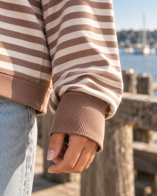 Latte Stripe Long Sleeve Top