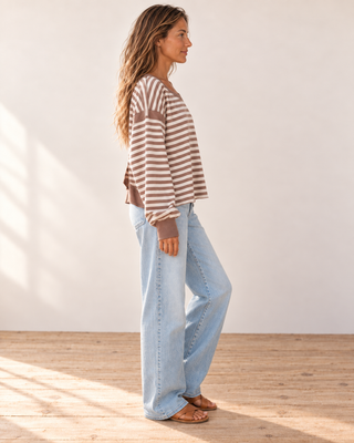 Latte Stripe Long Sleeve Top