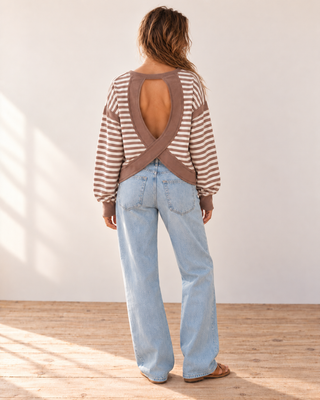 Latte Stripe Long Sleeve Top