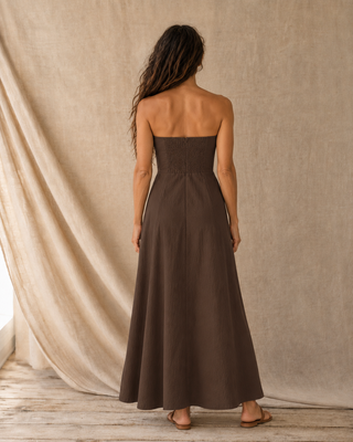 The Coastal Escape Strapless Maxi - Brown