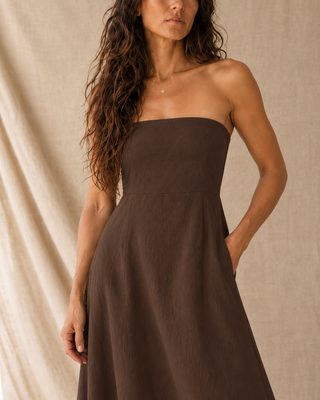 The Coastal Escape Strapless Maxi - Brown