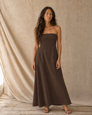 The Coastal Escape Strapless Maxi - Brown