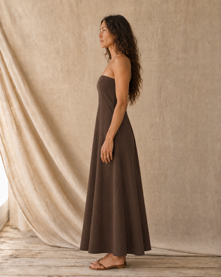 The Coastal Escape Strapless Maxi - Brown