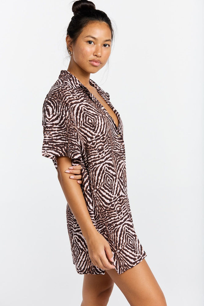 BENOA Aloha shirt dress-Safari