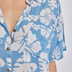 BENOA Aloha Shirt Dress- Blue Hawaii