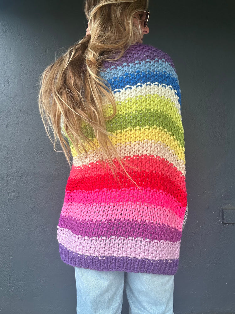 New Rainbow hand knit cardigan