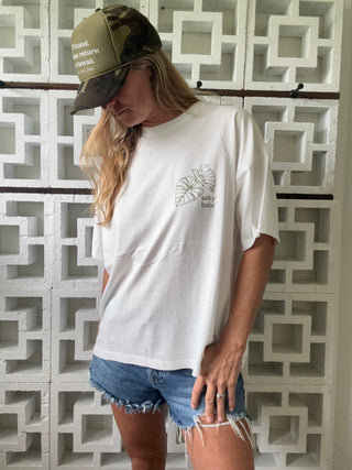 Kalo Aloha Oversized Tee-White/Green