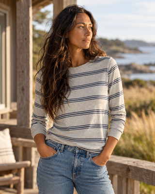 Stacy Top - Grey Multi Stripe