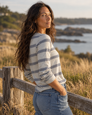 Stacy Top - Grey Multi Stripe