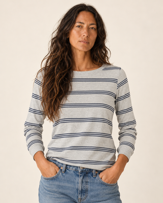 Stacy Top - Grey Multi Stripe