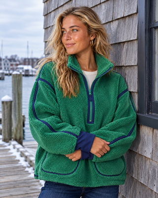 Zip & Chill Fleece Jacket - Hunter Green/Navy