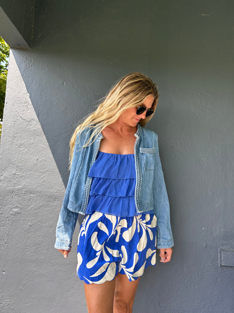 Braided denim jacket