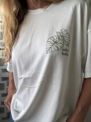 Kalo Aloha Oversized Tee-White/Green