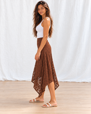 Free Spirit Lace Skirt - Brown