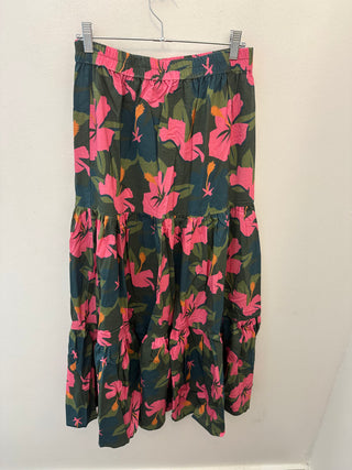 Water Hibiscus Tiered Maxi Skirt