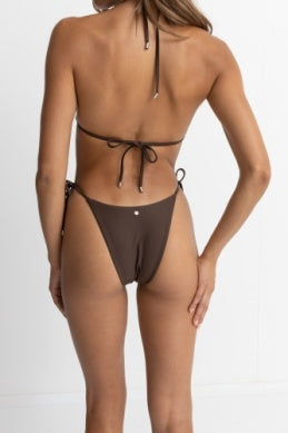 RHYTHM Classic slide tri bikini top-chocolate