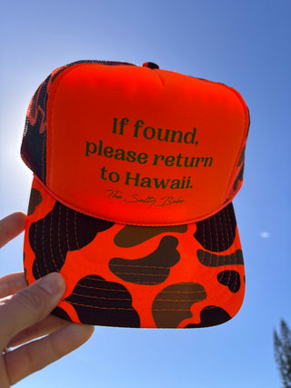 If Found Return To Hawaii Trucker Hat-Camo