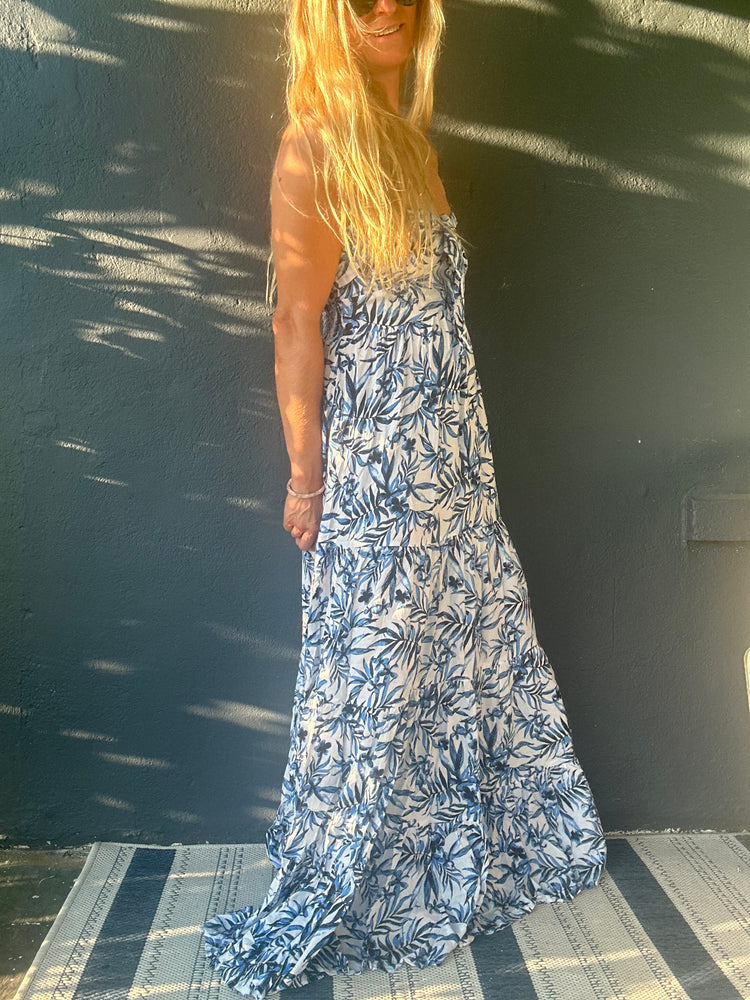 TIARE HAWAII Gardenia maxi dress-Huahine royal blue