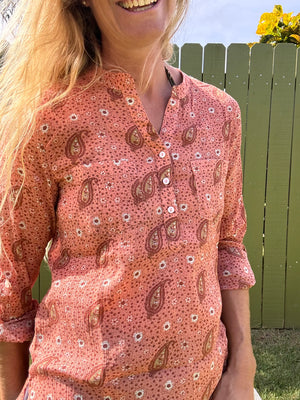 CARVE Dylan Gauze shirt- Lt Henna Paisley