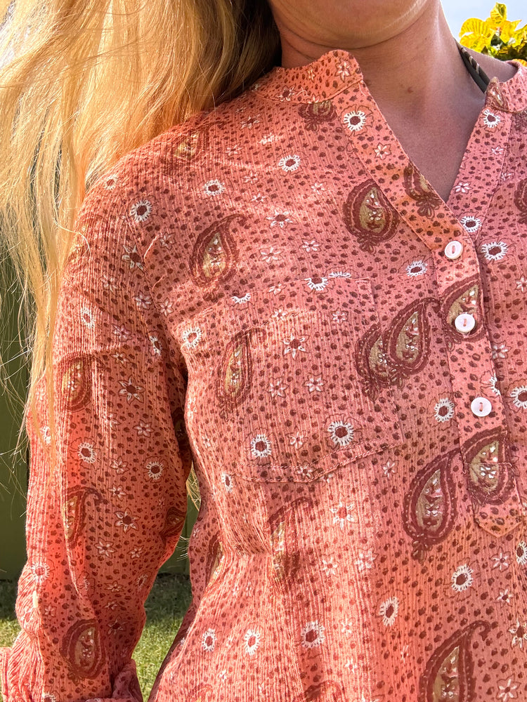 CARVE Dylan Gauze shirt- Lt Henna Paisley