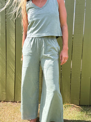 ZSUPPLY Scout jersey flare pant- Palm Green