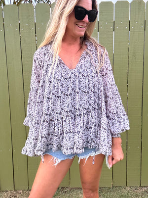 Emilee Floral Ruffle Long Sleeve Top