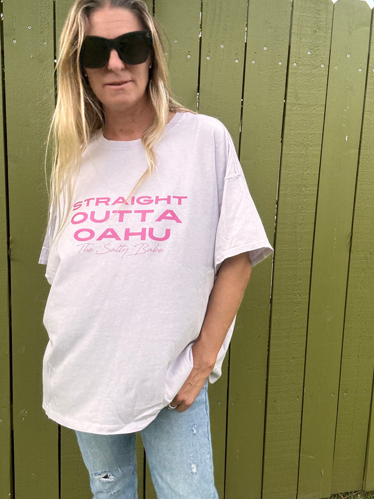 Straight Outta Oahu oversized tee-Lilac