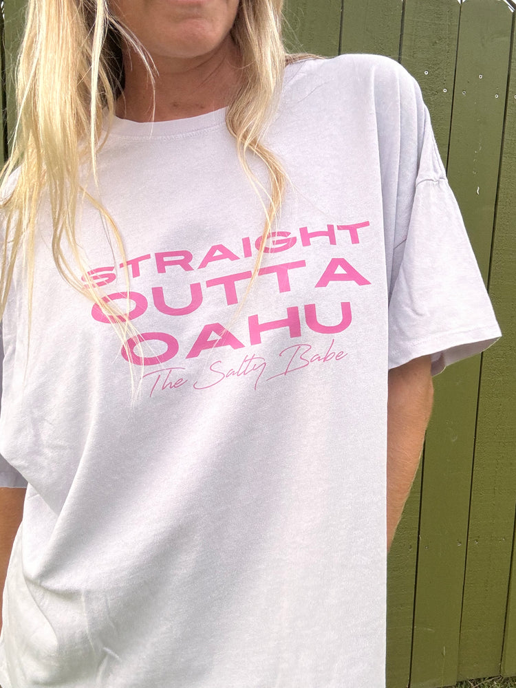 Straight Outta Oahu oversized tee-Lilac