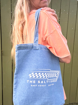 East Coast, East Side denim tote bag