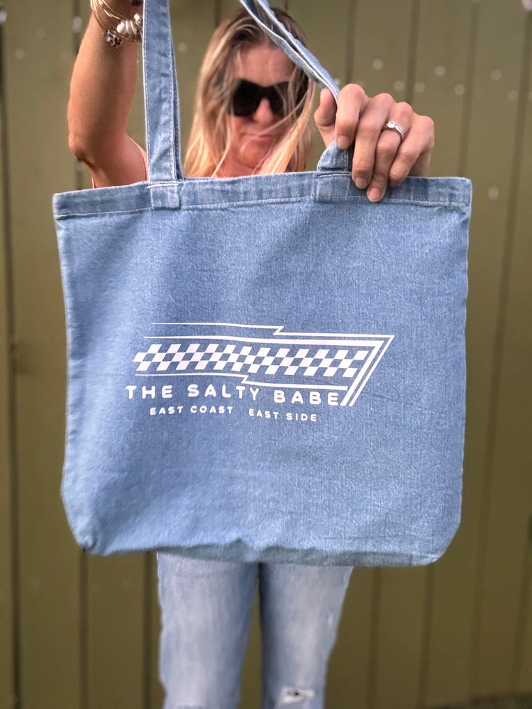 East Coast, East Side denim tote bag