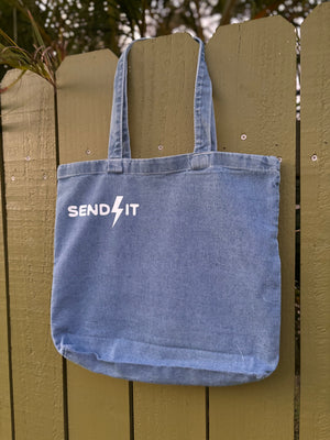 East Coast, East Side denim tote bag