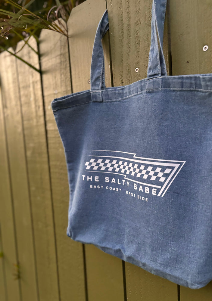 East Coast, East Side denim tote bag