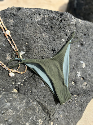 Daya double strap bikini bottom-Amazon Green Rib