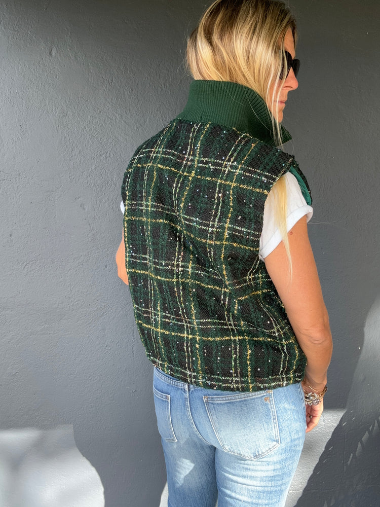 Festive Plaid padded vest