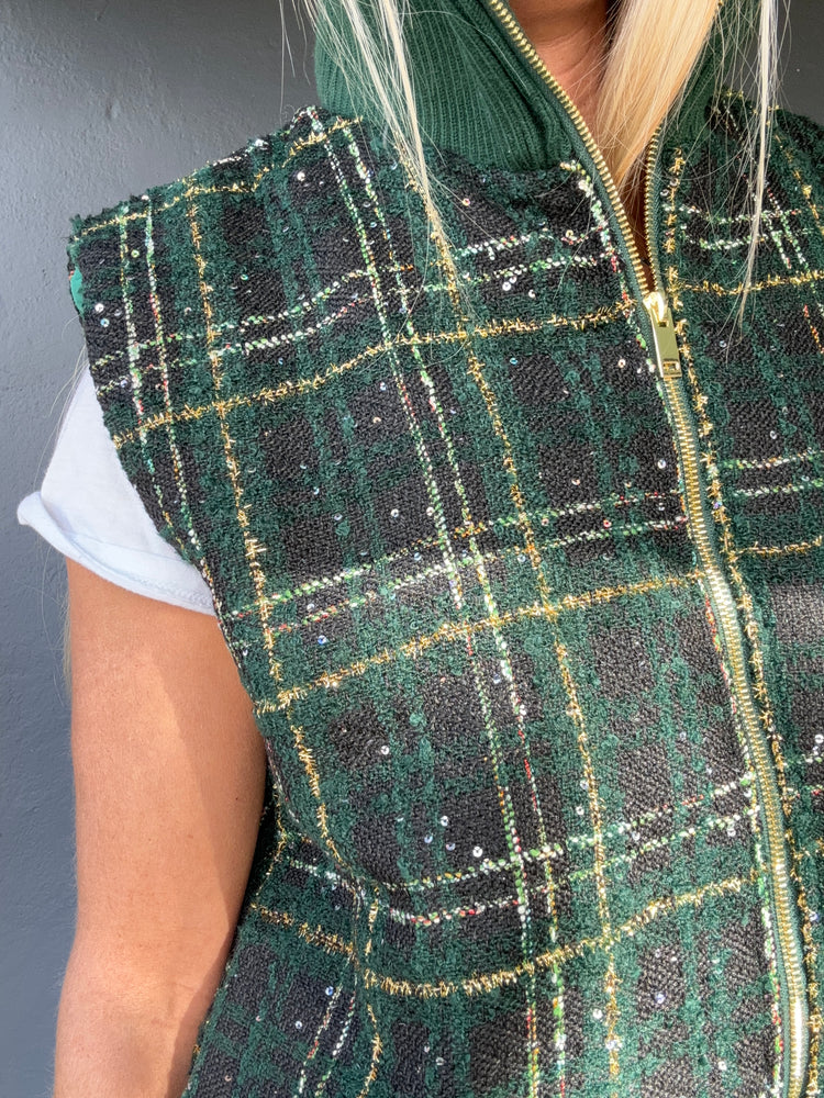 Festive Plaid padded vest