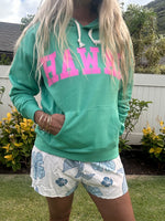 Hawaii washed hoodie-Surf Green
