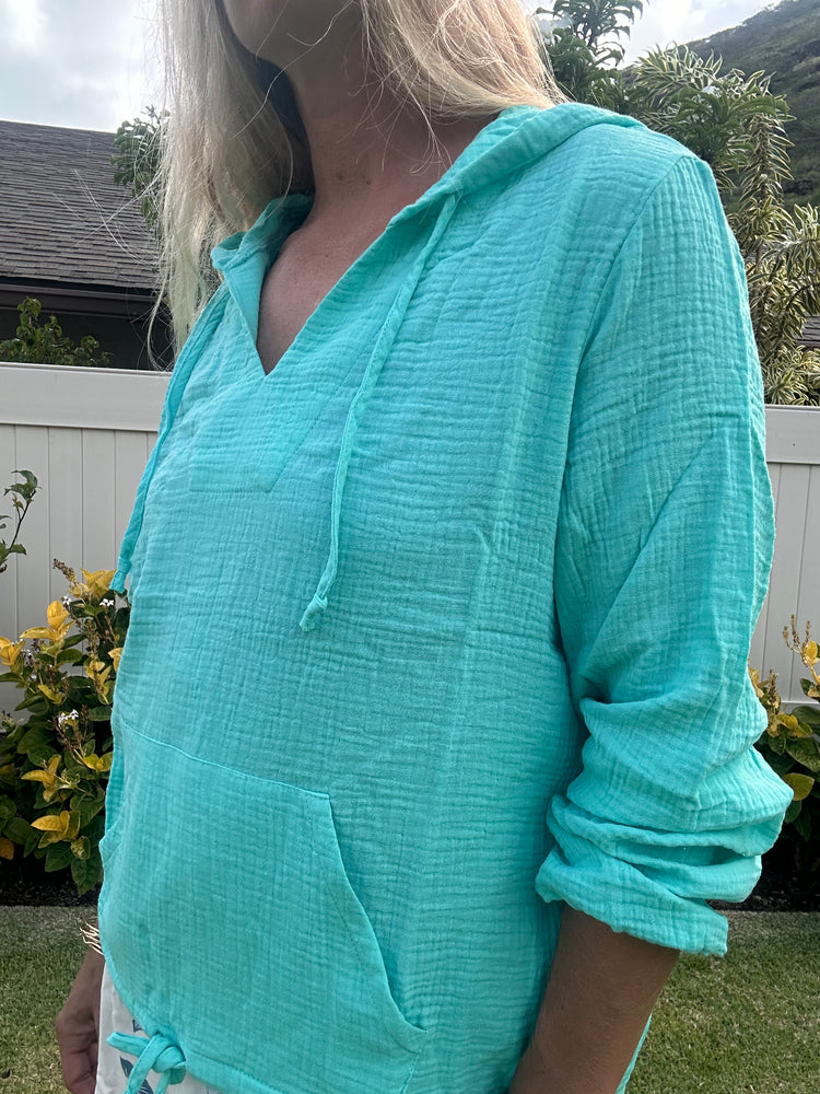 Teal Green Gauze hoodie