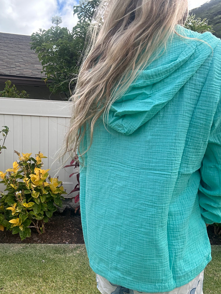 Teal Green Gauze hoodie