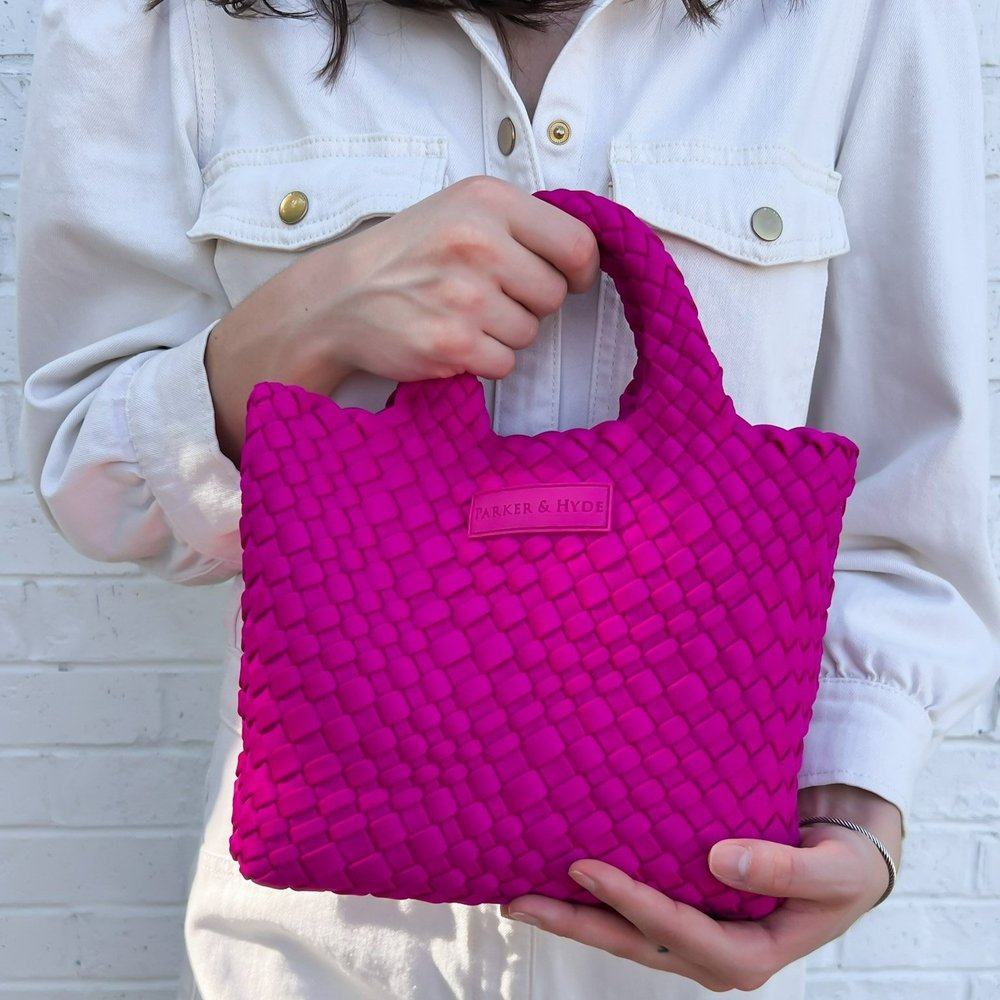 PARKER & HYDE Mini Woven tote bag-Berry