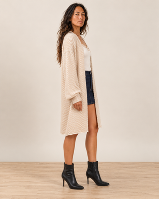 Harbor Herringbone Cardigan - Taupe