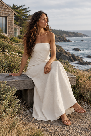 The Coastal Escape Strapless Maxi - Khaki