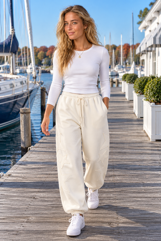 Lucky Star Joggers - Cream