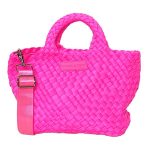 PARKER & HYDE Mini Woven tote bag-Neon Pink