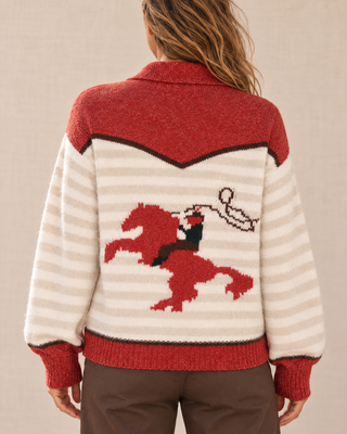 Lasso Line Zip Sweater - Chili